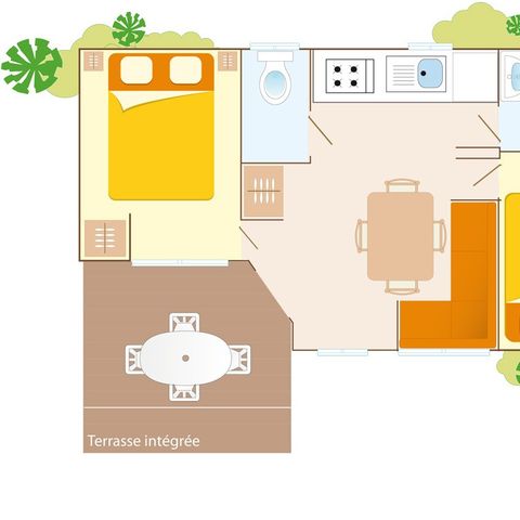 Mobilhome 6 personnes - Comfort | 2 Ch. | 4/6 Pers. | Terrasse simple | Clim.