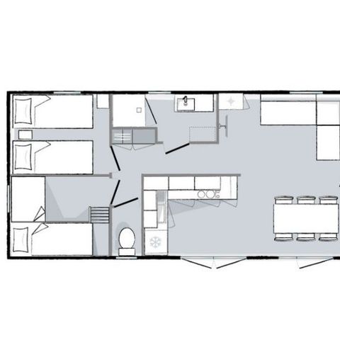 Mobilhome 6 personnes - Premium 3 chambres 2 sdb 40m²