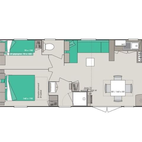 Mobilhome 8 personnes - Confort 4 chambres 37m²