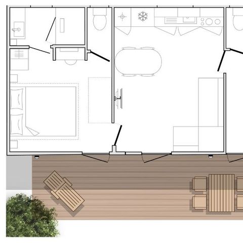 Mobilhome 6 personnes - Mahana 2 chambres 2 sdb 33m²