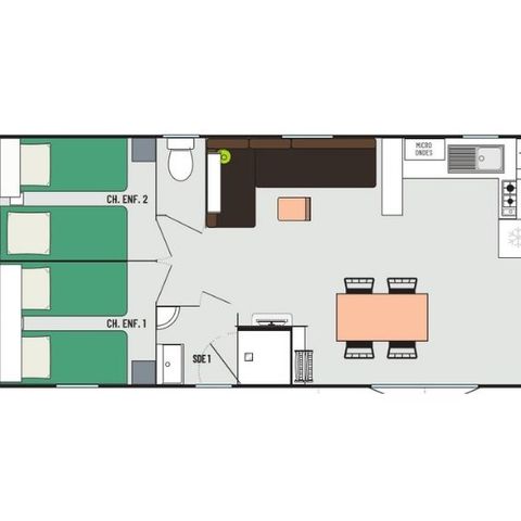 Mobilhome 6 personnes - Confort + 3 chambres 2 sdb 40m²