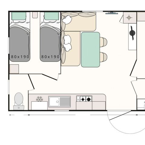 Mobilhome 7 personnes - Mobil-home Evasion+ 7 personnes 2 chambres 28m²