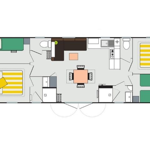 Mobilhome 8 personnes - Mobil-home Confort+ 8 personnes 4 chambres 2 sdb