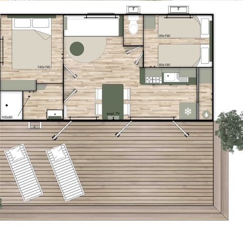 BUNGALOW 4 personnes - Family Premium 29m² Clim + TV