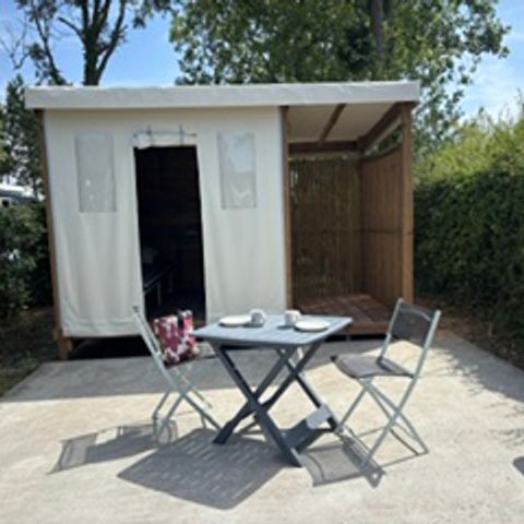 Tente en toile et en bois 2 personnes - Cabane vélo