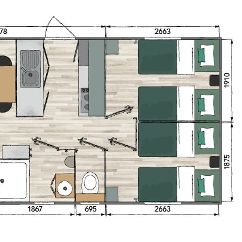 Mobilhome 6 personnes - Mobil-home Seychelles 3 chambres / climatisation, lave-vaisselle, 2 sdb
