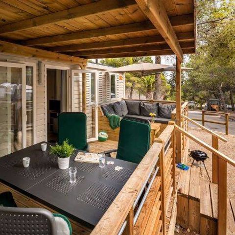 BUNGALOW 6 personnes - Mobil-home | Premium | 3 Ch. | 6 Pers. | Terrasse Lounge | Clim.