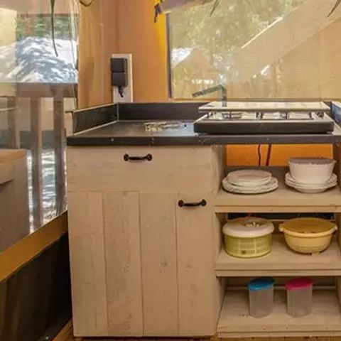 Tente en toile et en bois 5 personnes - Super Lodge | 2 Ch. | 4/5 Pers. | Terrasse simple