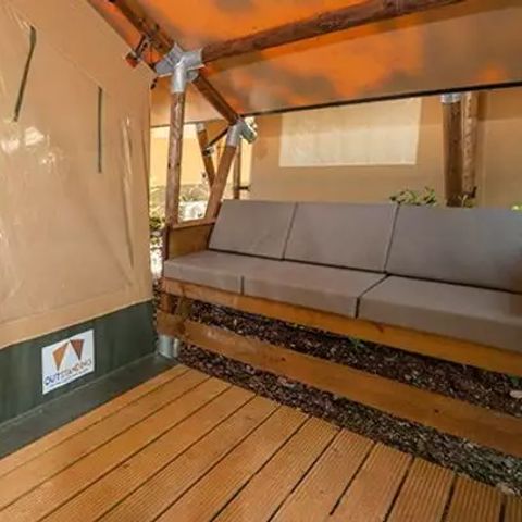 Tente en toile et en bois 5 personnes - Super Lodge | 2 Ch. | 4/5 Pers. | Terrasse simple