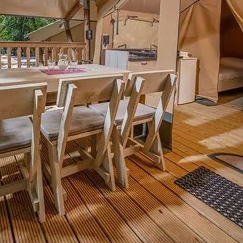 Tente en toile et en bois 5 personnes - Super Lodge | 2 Ch. | 4/5 Pers. | Terrasse simple
