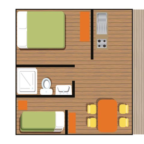 TENTE TOILE ET BOIS 4 personnes - LODGE WOODY