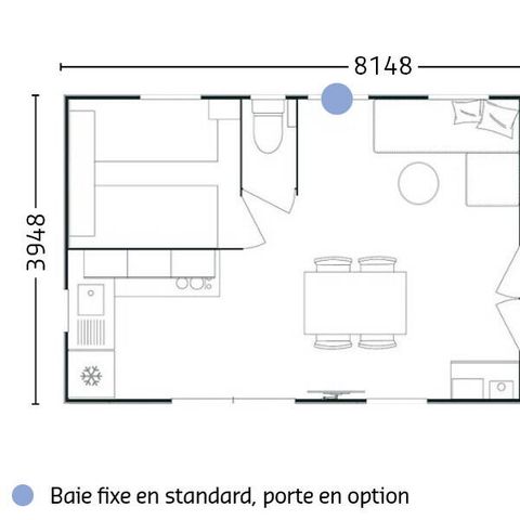 BUNGALOW 6 personnes - Comfort | 2 Ch. | 4/6 Pers. | Terrasse surélevée | Clim.