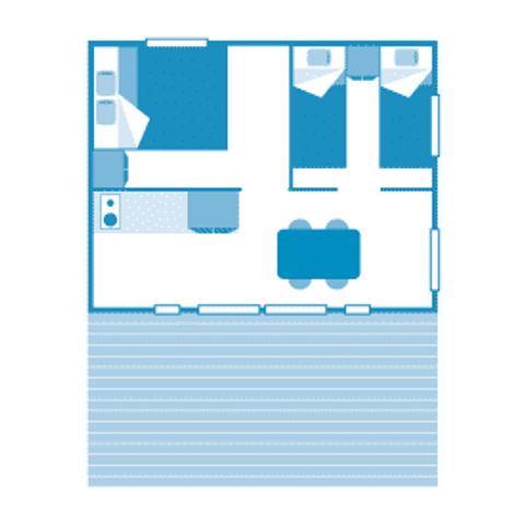 Tente en toile et en bois 4 personnes - Lodge 4p 2ch **