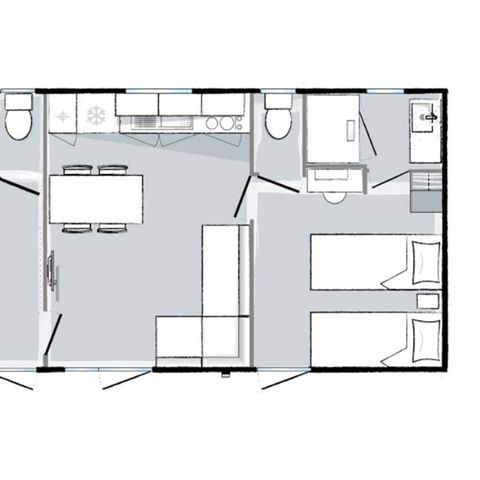BUNGALOW 6 personnes - Premium 6 personnes 2 chambres 2 sdb 33m²