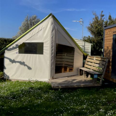 TENTE TOILE ET BOIS 4 personnes - LODGE SAHARI avec sanitaire privatif