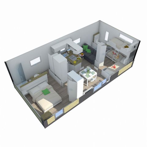 BUNGALOW 5 personnes - PREMIUM TAOS 2ch 5 pers avec climatisation 