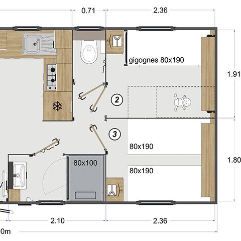 BUNGALOW 6 personnes - Premium 3ch 6 pers avec climatisation