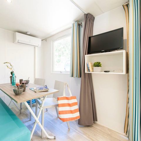 BUNGALOW 3 personnes - Mobil-home | Comfort | 1 Ch. | 2/3 Pers. | Terrasse surélevée | Clim. | TV