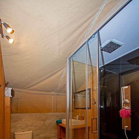 TENTE TOILE ET BOIS 5 personnes - Tente lodge premium avec sanitaires 5 personnes