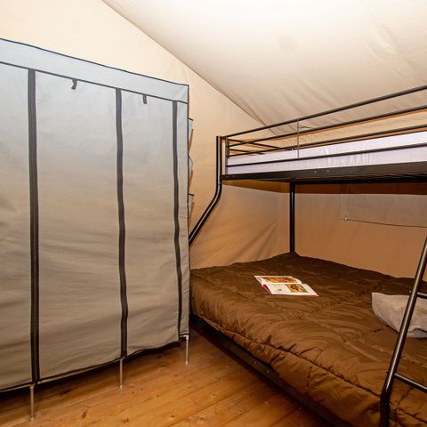 TENTE TOILE ET BOIS 5 personnes - Tente lodge premium avec sanitaires 5 personnes