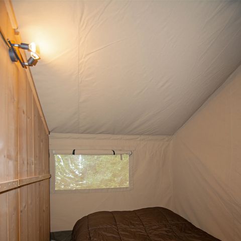 Tente en toile et en bois 5 personnes - Tente lodge premium avec sanitaires