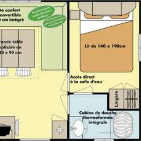 BUNGALOW 6 personnes - Classique 3 chambres Samedi