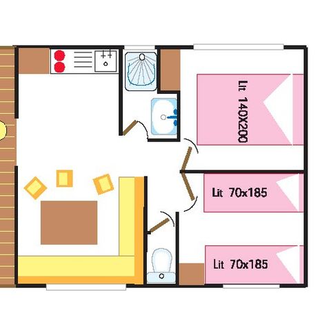 BUNGALOW 4 personnes - Classic XL | 2 Ch. | 4 Pers. | Terrasse simple | TV