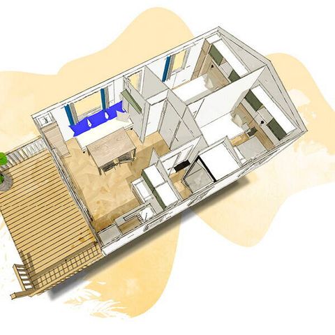 BUNGALOW 6 personnes - Mobil-home | Comfort | 2 Ch. | 4/6 Pers. | Terrasse simple | Clim. | TV