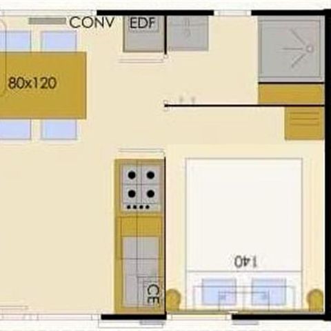BUNGALOW 4 personnes - MODULO 1 chambre 2/4 pers. 