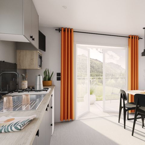 Mobilhome 4 personnes - Premium 25 m² dont Terrasse couverte- 2 chambres +TV + Lave-vaisselle + BBQ
