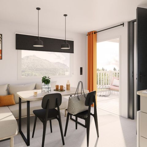 BUNGALOW 4 personnes - 25m² Premium  (2ch-4pers) dont Terrasse semi-couverte + TV + LV + BBQ