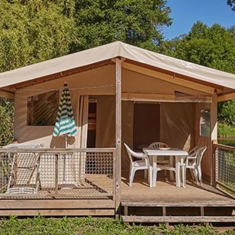 TENTE TOILE ET BOIS 5 personnes - Tente Eco Lodge | 2 Ch. | 5 Pers. | Terrasse surélevée
