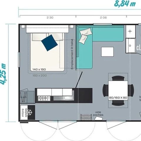 BUNGALOW 6 personnes - Comfort XL | 3 Ch. | 6 Pers. | Terrasse surélevée | Clim. | TV