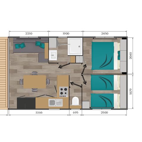 BUNGALOW 4 personnes - RAGUENES 2 chambres 4 personnes