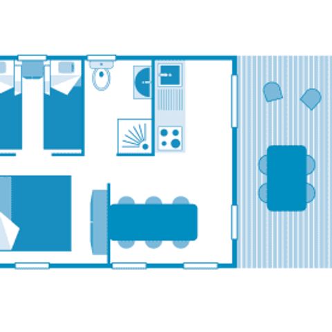 Tente en toile et en bois 6 personnes - Lodge 6p 2ch ****