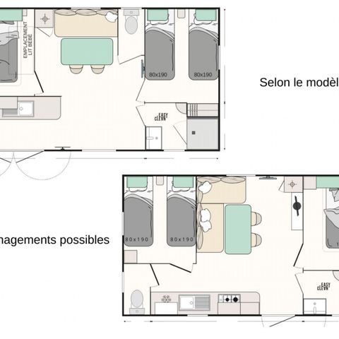 BUNGALOW 7 personnes - Mobil-home Evasion+ 7 personnes 2 chambres 28m²