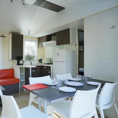 Mobilhome 6 personnes - Mobil-home Forêt 34.5m² (3 chambres) (+ de 10 ans) + Terrasse + TV 4/6 pers