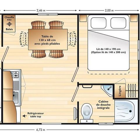 Mobilhome 5 personnes - AZUR - 2 chambres avec TV