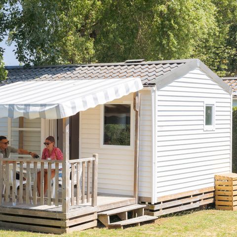 Mobilhome 2 personnes - Mobil-home Plage 18.6m² (+ de 10 ans) (1 chambre) + Terrasse bois semi-couverte + TV 2 pers