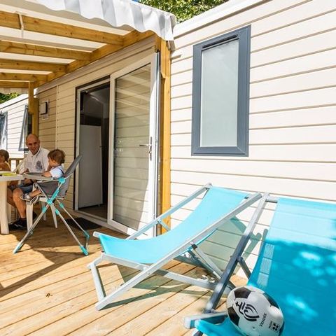 BUNGALOW 5 personnes - Evasion  28.5m² (2 chambres) (- de 8 ans) + TV + Terrasse / Mercredi au Mercredi