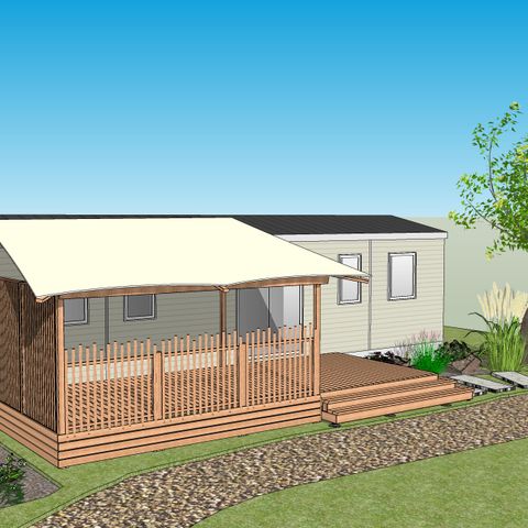 Mobilhome 8 personnes - Mobil-home Sable plus 40m² (4 chambres, 2 salle de bains) 8 pers