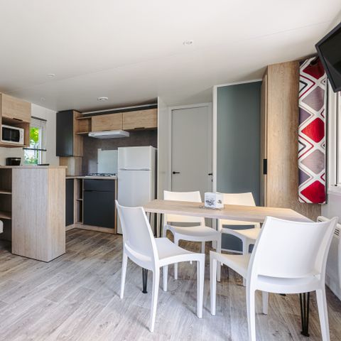Mobilhome 5 personnes - Mobil-home Evasion Plus 28.5m² (2 chambres) (- de 3 ans) + TV + Terrasse + Clim + Lave-vaisselle 4/5 pers