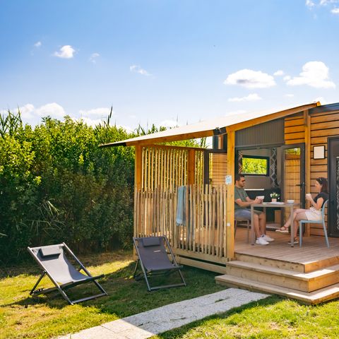 Mobilhome 2 personnes - Mobil-home Plage Plus 18.6m² (- de 3 ans) (1 chambre) + TV + Clim + Lave-vaisselle 2 pers