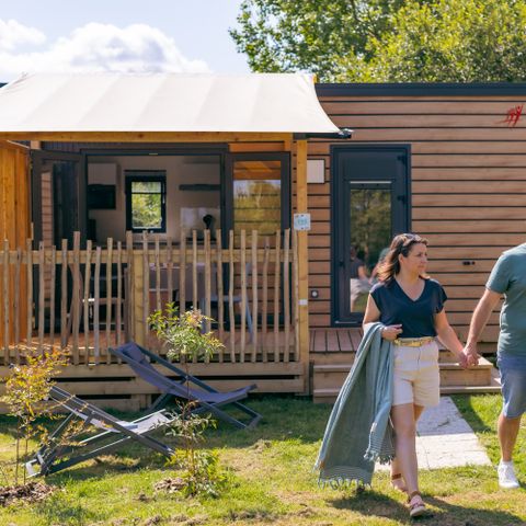 Mobilhome 2 personnes - Mobil-home Plage Plus 18.6m² (- de 3 ans) (1 chambre) + TV + Clim + Lave-vaisselle 2 pers