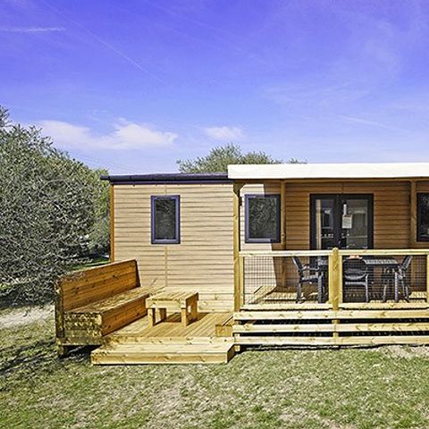 BUNGALOW 6 personnes - Mobil-home | Premium | 3 Ch. | 6 Pers. | Terrasse surélevée | 2 SDB | Clim.