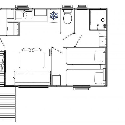 BUNGALOW 6 personnes - Comfort | 2 Ch. | 4/6 Pers. | Terrasse simple | Clim.