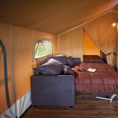 TENTE TOILE ET BOIS 7 personnes - Tente Ciela Nature Lodge - 2 chambres - Cuisine équipée – Salle de bain