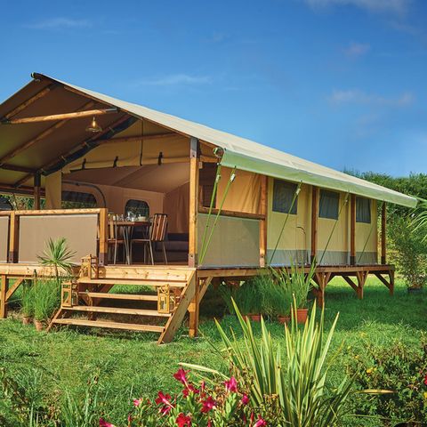 TENTE TOILE ET BOIS 7 personnes - Tente Ciela Nature Lodge - 2 chambres - Cuisine équipée – Salle de bain