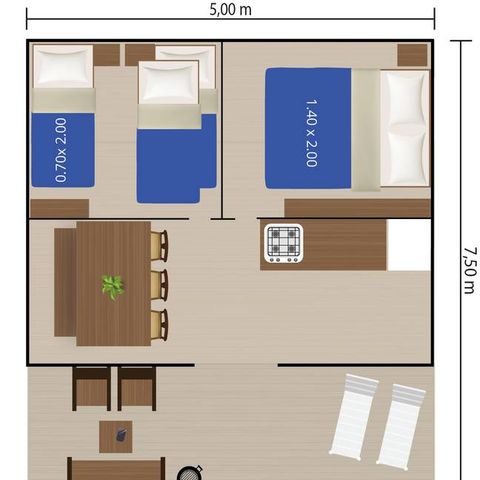 TENTE TOILE ET BOIS 5 personnes - SAFARITENT (SANS SANITAIRES)