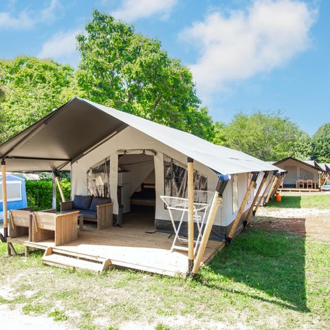 Tente en toile et en bois 5 personnes - Lanterna - Tente Safari Confort + climatisation